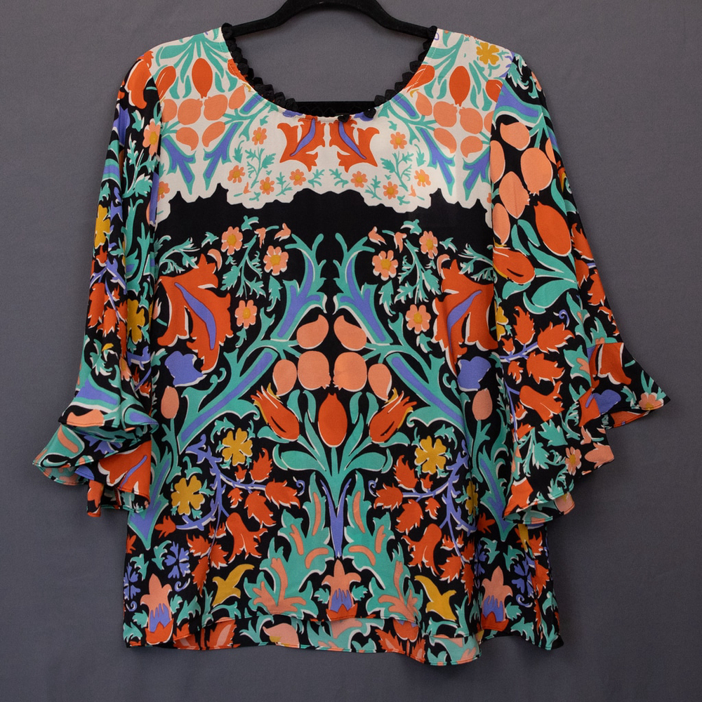 Maeve Folkart Kimono floral ruffle top NWT-12